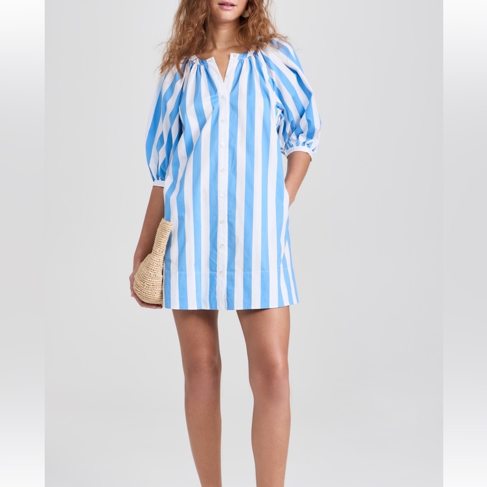Staud St Vincent blue and white striped dress